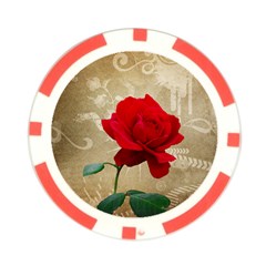 Red Rose Art Poker Chip Card Guard from ArtsNow.com Front