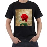 Red Rose Art Men s T-Shirt (Black)