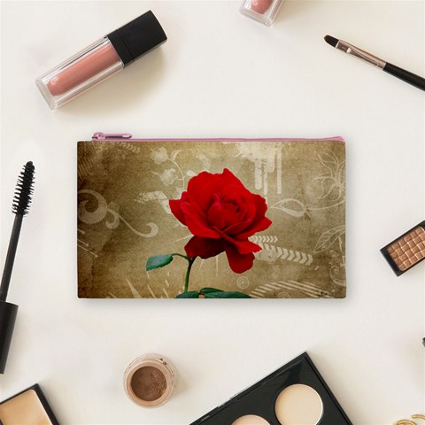 Red Rose Art Cosmetic Bag (Small) from ArtsNow.com Front