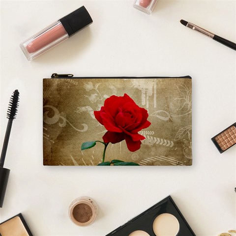 Red Rose Art Cosmetic Bag (Small) from ArtsNow.com Front