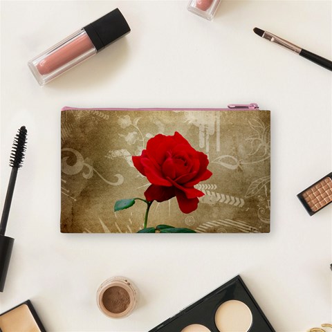 Red Rose Art Cosmetic Bag (Small) from ArtsNow.com Back