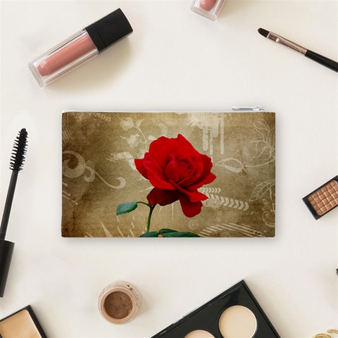 Red Rose Art Cosmetic Bag (Small) from ArtsNow.com Back