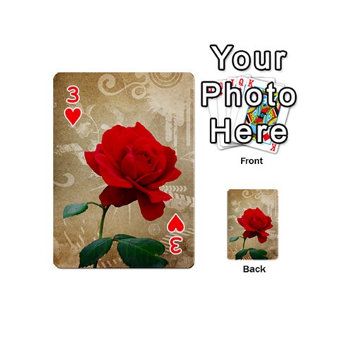 Red Rose Art Playing Cards 54 (Mini) from ArtsNow.com Front - Heart3