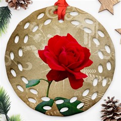 Red Rose Art Round Filigree Ornament (Two Sides) from ArtsNow.com Back