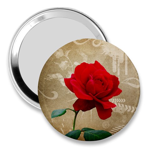 Red Rose Art 3  Handbag Mirror from ArtsNow.com Front