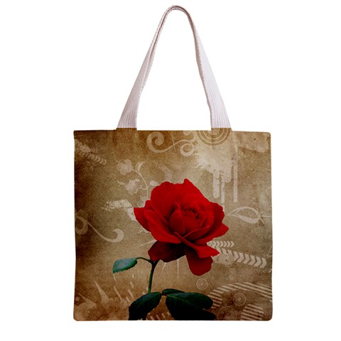 Red Rose Art Zipper Grocery Tote Bag from ArtsNow.com Front