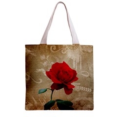 Red Rose Art Zipper Grocery Tote Bag from ArtsNow.com Front