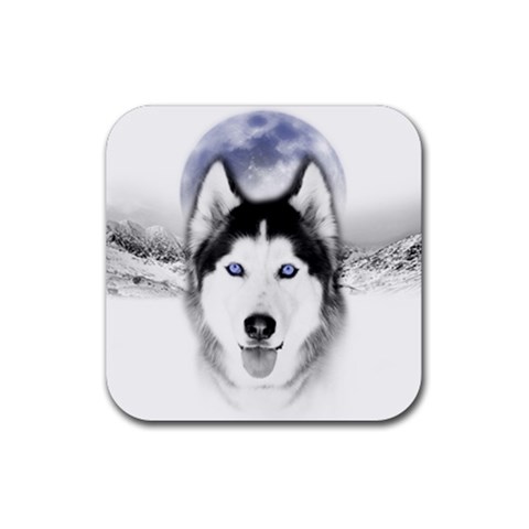 Wolf Moon Mountains Rubber Coaster (Square) from ArtsNow.com Front