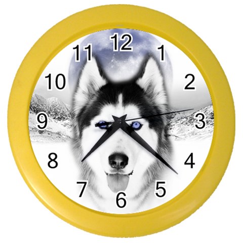 Wolf Moon Mountains Color Wall Clock from ArtsNow.com Front