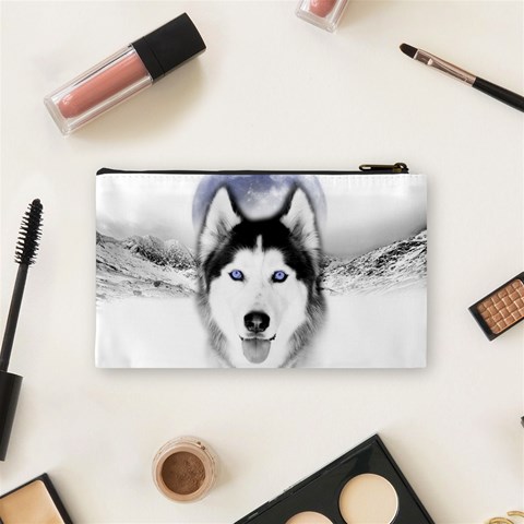 Wolf Moon Mountains Cosmetic Bag (Small) from ArtsNow.com Back