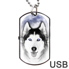 Wolf Moon Mountains Dog Tag USB Flash (Two Sides) from ArtsNow.com Back