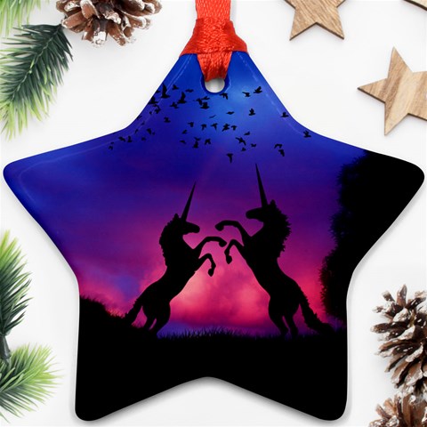 Unicorn Sunset Ornament (Star) from ArtsNow.com Front