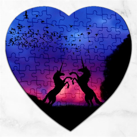 Unicorn Sunset Jigsaw Puzzle (Heart) from ArtsNow.com Front