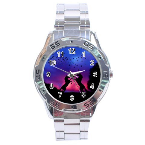 Unicorn Sunset Stainless Steel Analogue Watch from ArtsNow.com Front