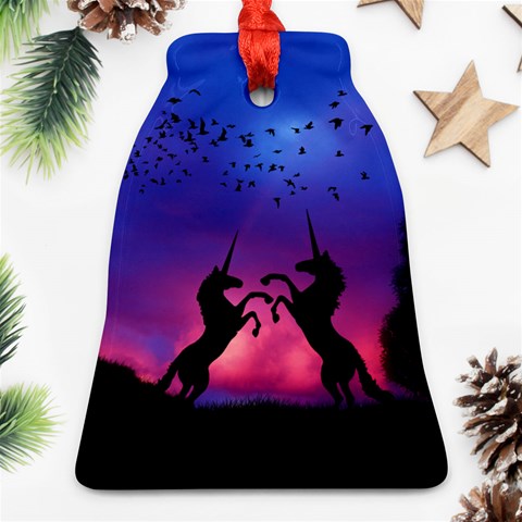 Unicorn Sunset Bell Ornament (Two Sides) from ArtsNow.com Back