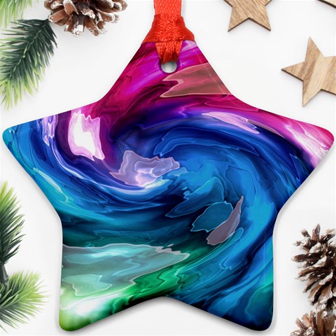 Water Paint Star Ornament (Two Sides) from ArtsNow.com Back