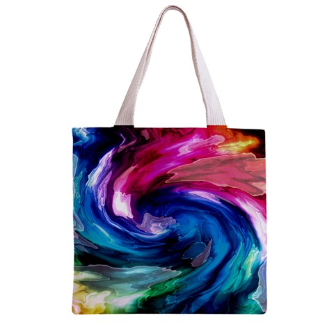 Water Paint Zipper Grocery Tote Bag from ArtsNow.com Back