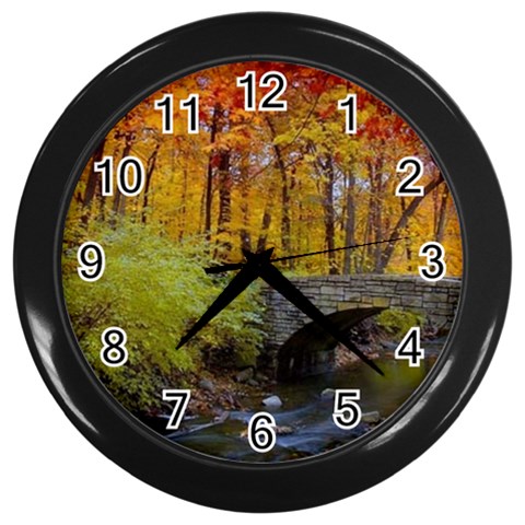 Stone Country Bridge Wall Clock (Black) from ArtsNow.com Front