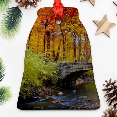 Stone Country Bridge Bell Ornament (Two Sides) from ArtsNow.com Back