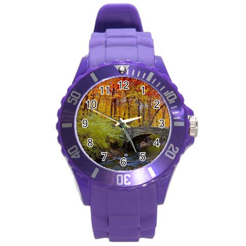 Stone Country Bridge Round Plastic Sport Watch (L) from ArtsNow.com Front