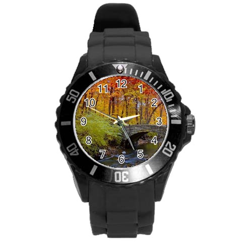 Stone Country Bridge Round Plastic Sport Watch (L) from ArtsNow.com Front