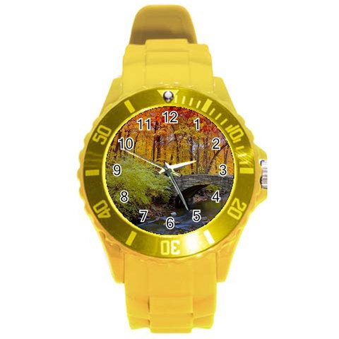 Stone Country Bridge Round Plastic Sport Watch (L) from ArtsNow.com Front