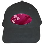 Pink Flower Art Black Cap