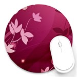 Pink Flower Art Round Mousepad