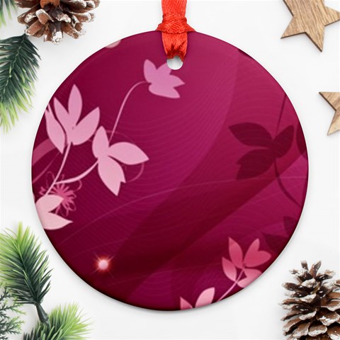 Pink Flower Art Ornament (Round) from ArtsNow.com Front