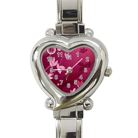 Pink Flower Art Heart Italian Charm Watch from ArtsNow.com Front