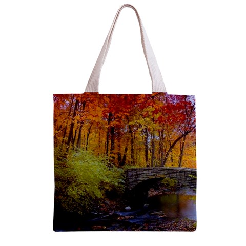 Stone Country Bridge Zipper Grocery Tote Bag from ArtsNow.com Back