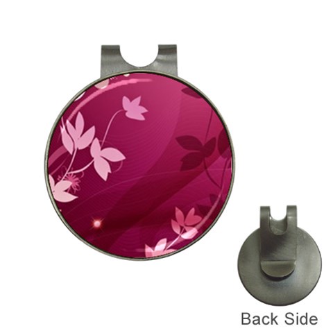 Pink Flower Art Golf Ball Marker Hat Clip from ArtsNow.com Front