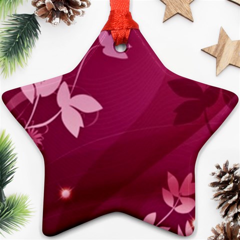 Pink Flower Art Star Ornament (Two Sides) from ArtsNow.com Back