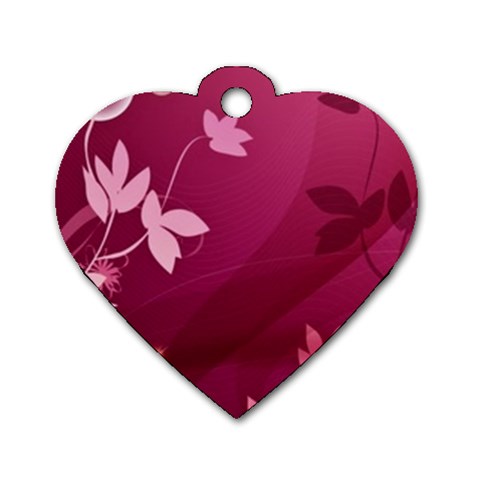 Pink Flower Art Dog Tag Heart (Two Sides) from ArtsNow.com Back