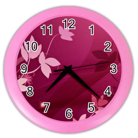 Pink Flower Art Color Wall Clock from ArtsNow.com Front