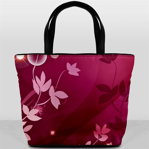 Pink Flower Art Bucket Bag from ArtsNow.com Back