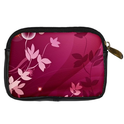 Pink Flower Art Digital Camera Leather Case from ArtsNow.com Back