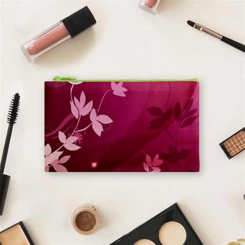 Pink Flower Art Cosmetic Bag (Small) from ArtsNow.com Front