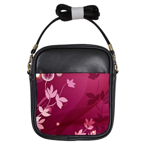 Pink Flower Art Girls Sling Bag from ArtsNow.com Front