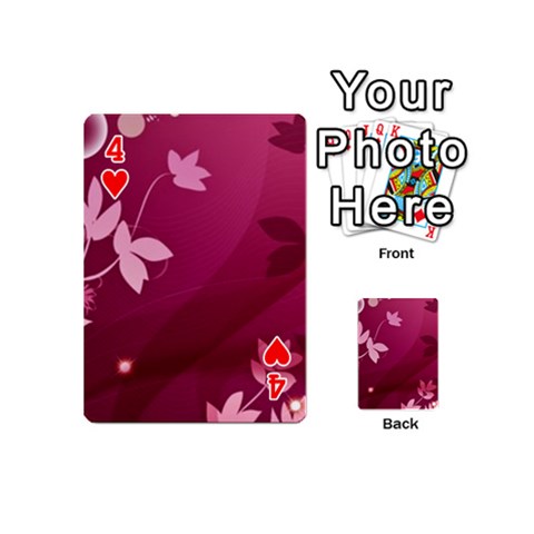 Pink Flower Art Playing Cards 54 (Mini) from ArtsNow.com Front - Heart4