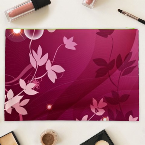 Pink Flower Art Cosmetic Bag (XXL) from ArtsNow.com Back