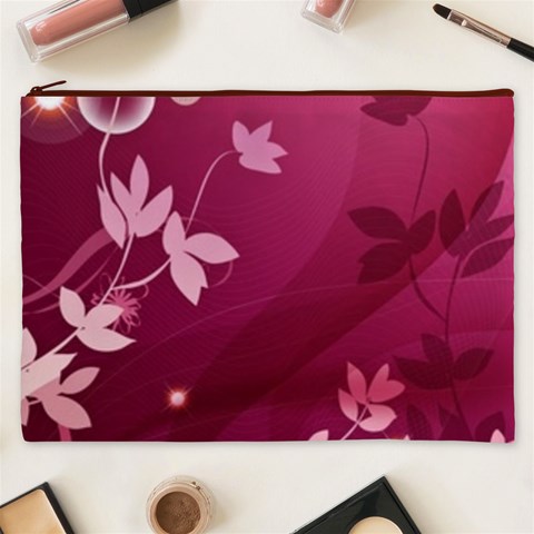 Pink Flower Art Cosmetic Bag (XXXL) from ArtsNow.com Front