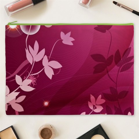 Pink Flower Art Cosmetic Bag (XXXL) from ArtsNow.com Front