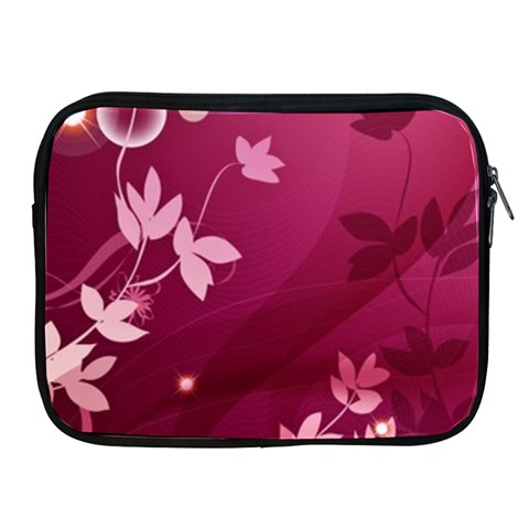 Pink Flower Art Apple iPad Zipper Case from ArtsNow.com Front