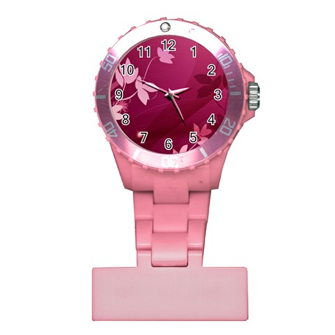 Pink Flower Art Plastic Nurses Watch from ArtsNow.com Front