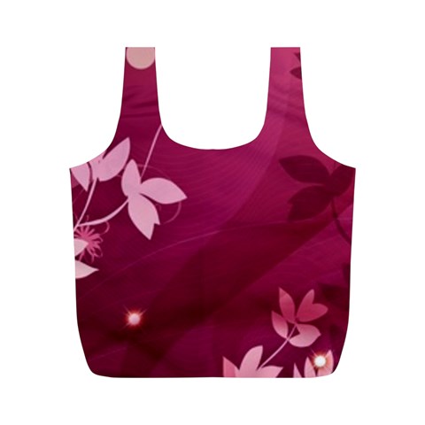 Pink Flower Art Full Print Recycle Bag (M) from ArtsNow.com Back