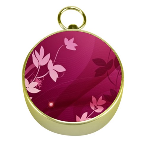 Pink Flower Art Gold Compass from ArtsNow.com Front