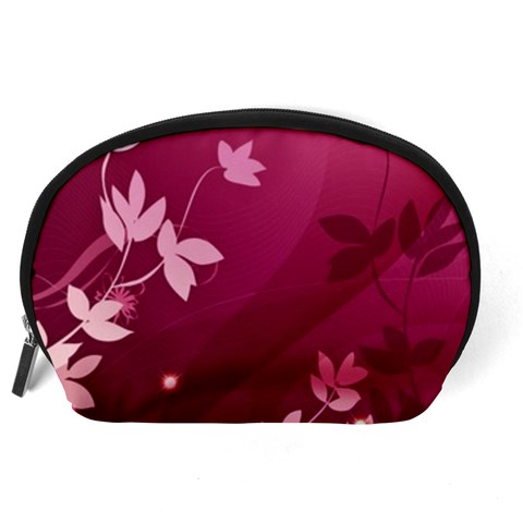 Pink Flower Art Accessory Pouch (Large) from ArtsNow.com Back