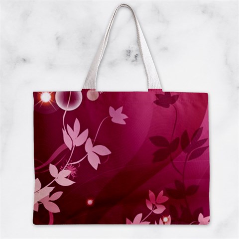 Pink Flower Art Zipper Mini Tote Bag from ArtsNow.com Back