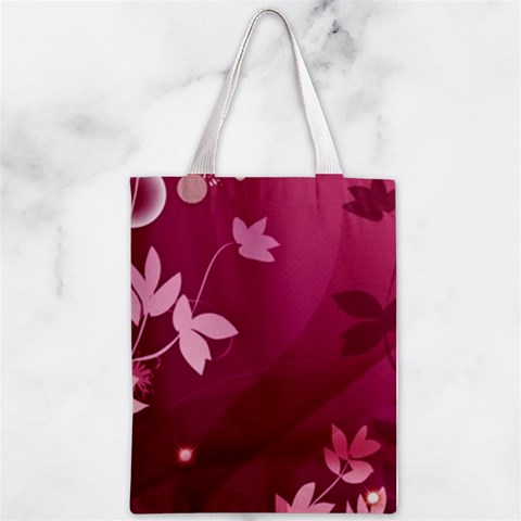 Pink Flower Art Zipper Classic Tote Bag from ArtsNow.com Back